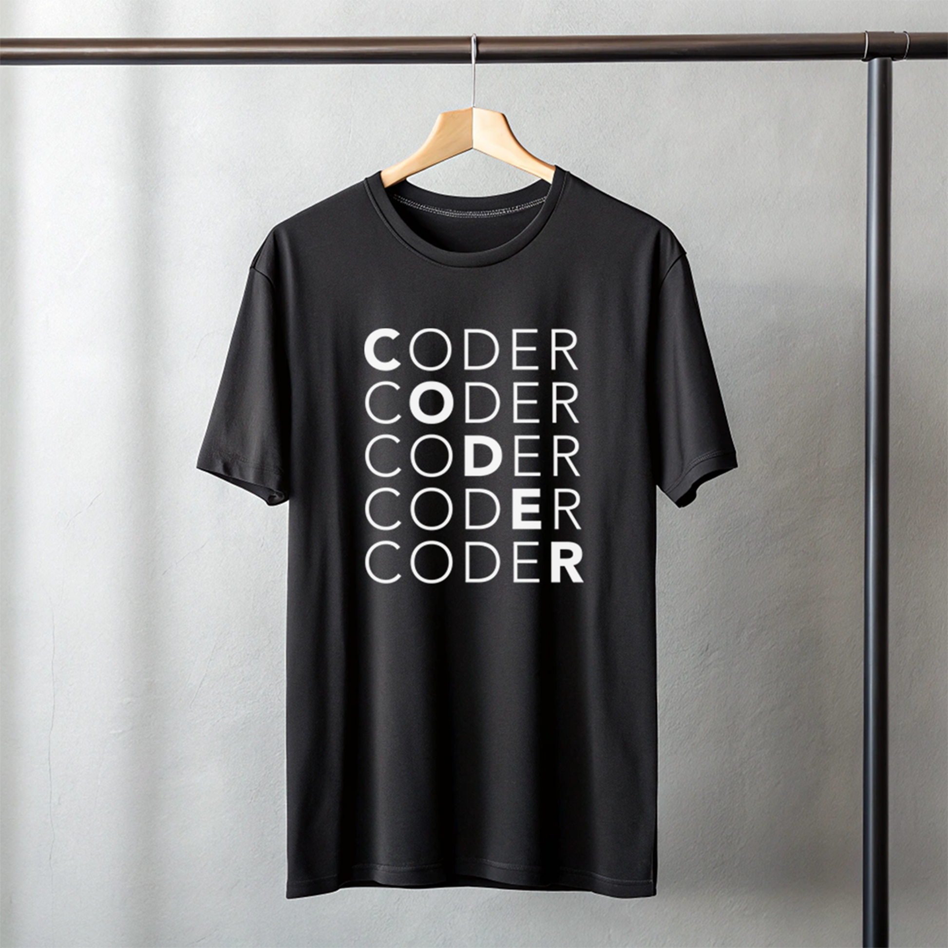 “CODER” Stack Print T-Shirt – Minimalist Techwear